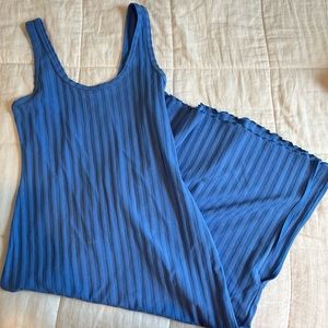 Blue midi dress with 2 side slits